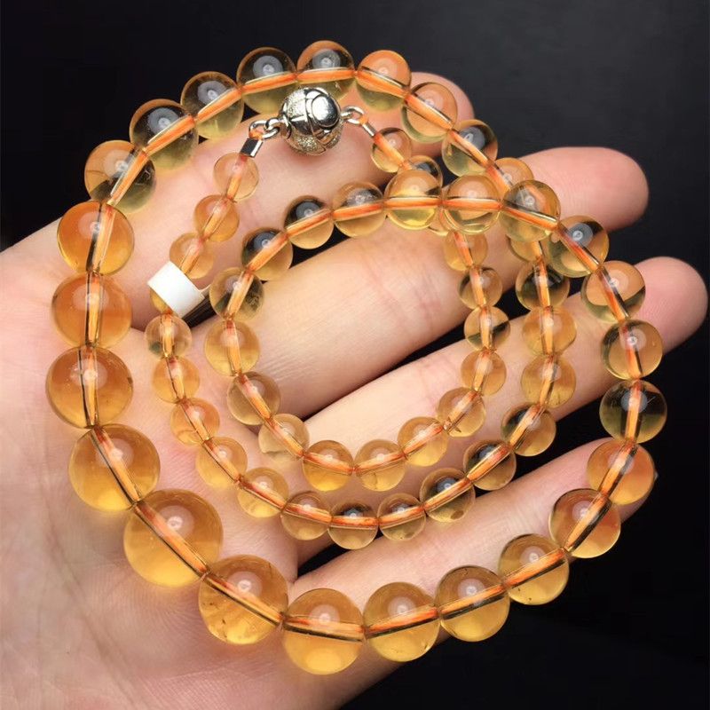 Bright color crystal jewelry, natural crystal necklace, natural Brazilian yellow crystal tower chain, glass body necklace details Picture