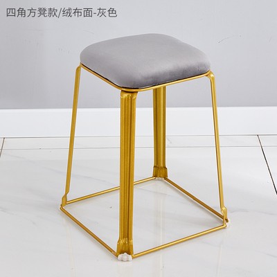 吕字家具-厂家直销轻奢餐桌凳子家用钢筋凳布艺高方凳时尚金色休闲板凳详情9