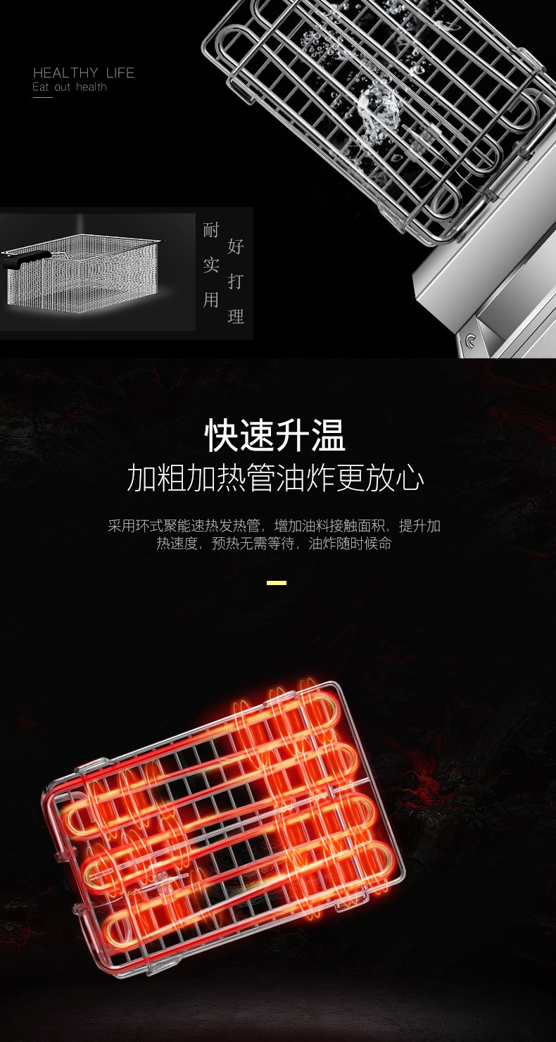 财智904油炸锅电炸锅商用电炸炉单双缸油炸机不锈钢加厚炸薯塔机详情图2