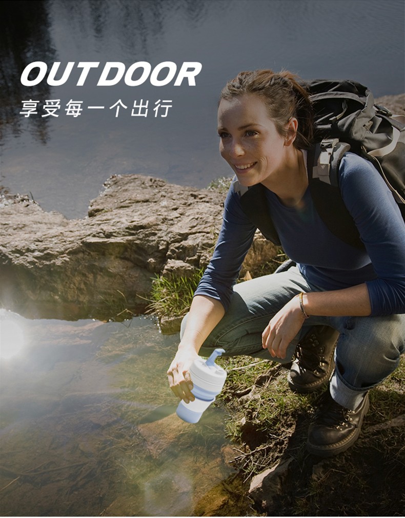 Cross-border silicone sports folding water cup, telescopic silicone folding coffee cup, outdoor portable and simple gift water cup detail image 9