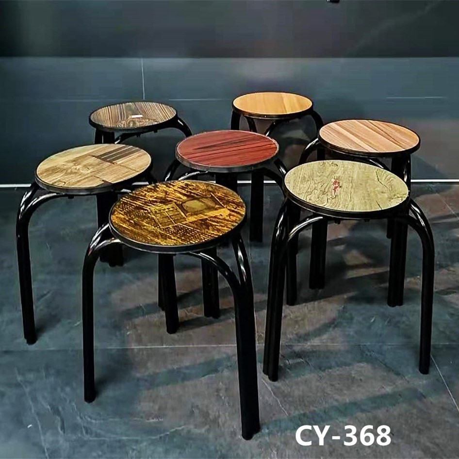 吕字家具-厂家直销铁艺家用可叠摞休闲椅子园凳子可叠放椅子客厅板凳圆凳详情1