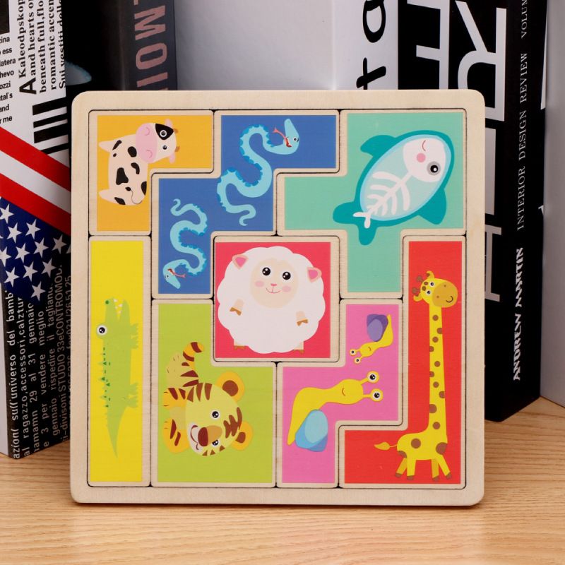 Cross-border career change costume magnetic jigsaw puzzle game 4 children's educational wooden tiles scene puzzle toy