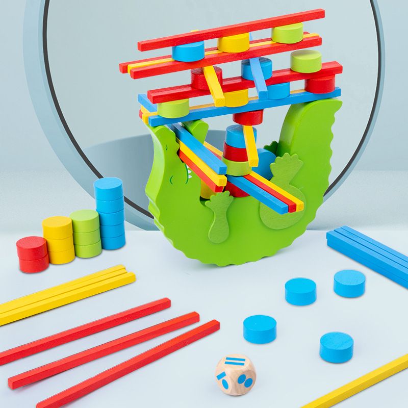 Cross-border children's educational wooden balance Jenga, crocodile balance, boy and girl stacking high building blocks, early education toys details Picture