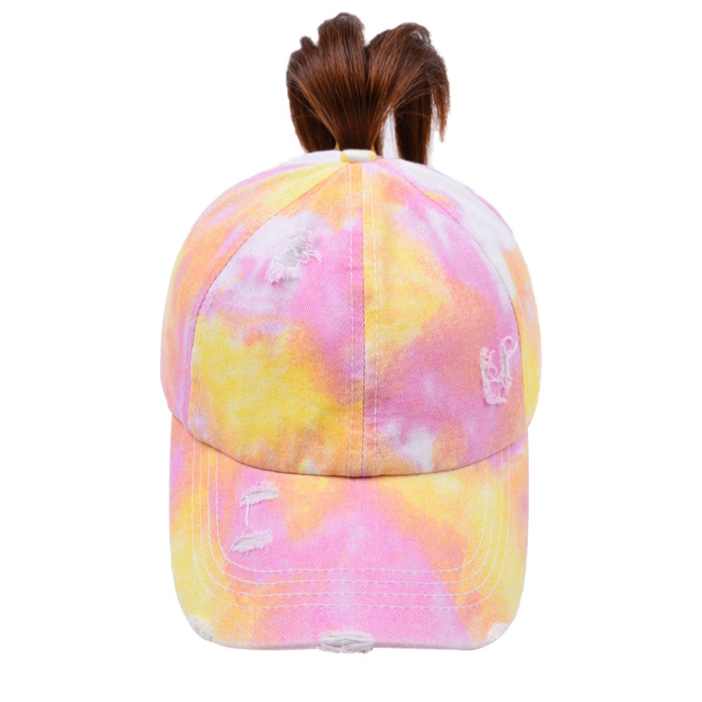 New tie-dyed cross-ponytail baseball caps for European and American trade, AliExpress, Amazon, ebay outdoor sunshade baseball caps detail image 9