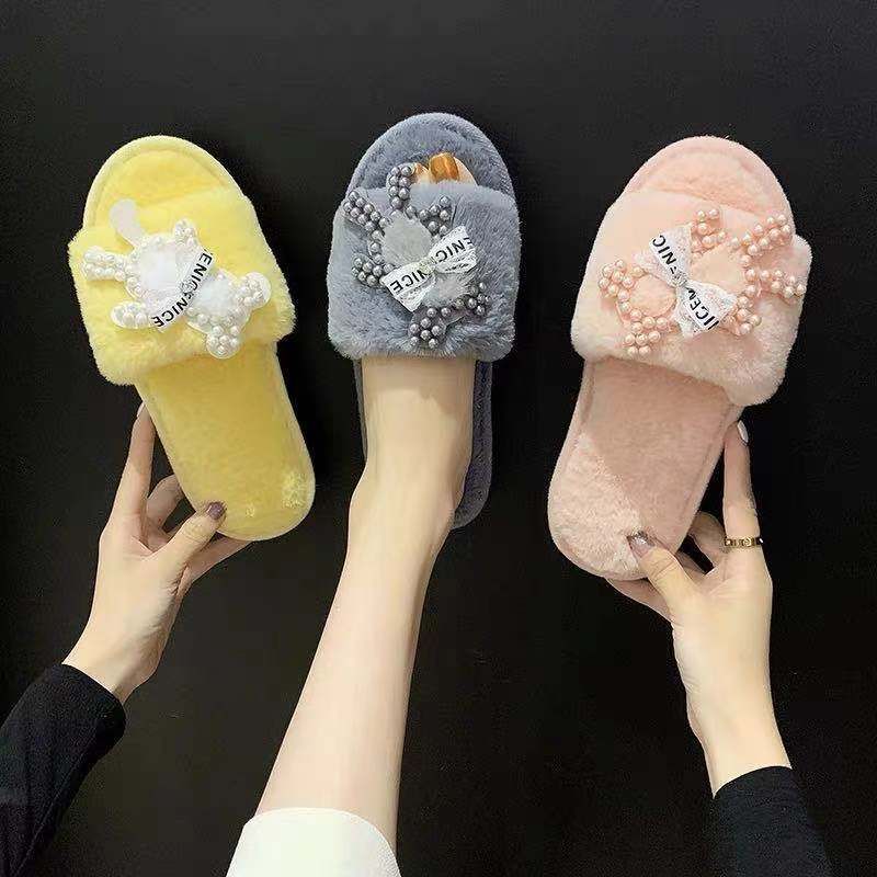 外贸批发新款棉拖鞋 时尚毛毛鞋居家防滑地板拖 舒适情侣拖4