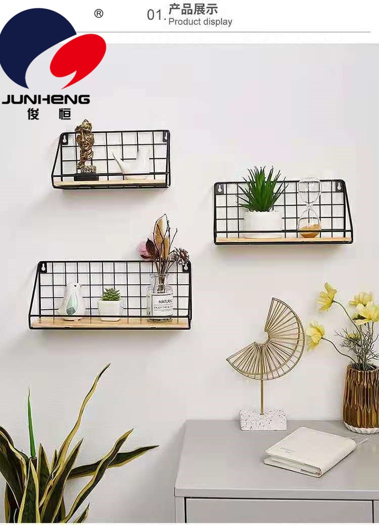 北欧简约创意铁艺墙面置物架木质搁板房间墙面壁挂装饰卧室收纳架详情4
