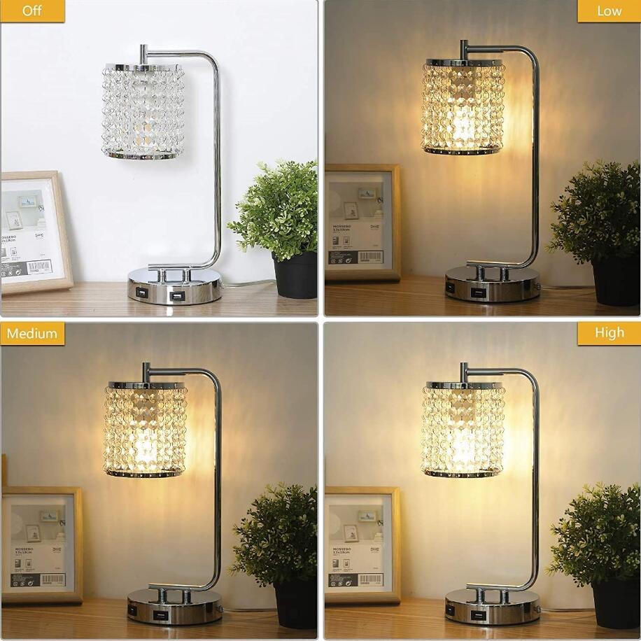Cross-border USB rechargeable crystal table lamp modern simple table lamp bedside lamp small night lamp
