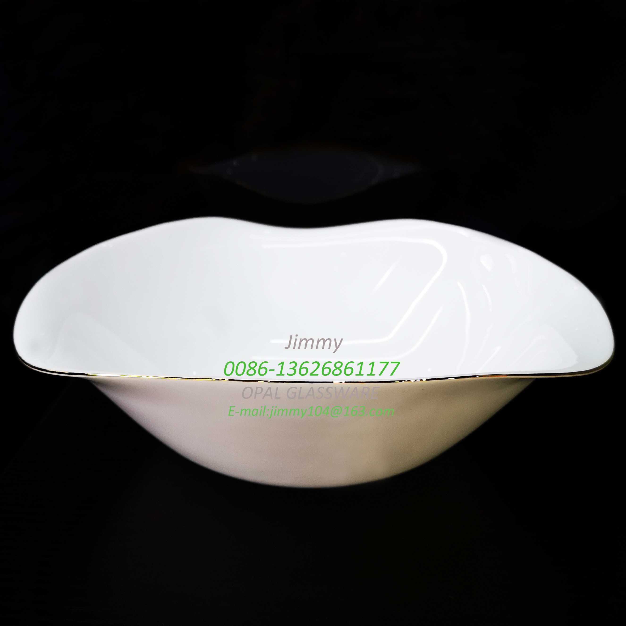 白玉玻璃碗描金款6寸碗 6' bowl-opal bowl详情图1