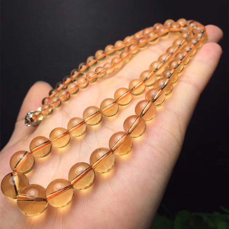 Bright color crystal jewelry, natural crystal necklace, natural Brazilian yellow crystal tower chain, glass body necklace Item Picture