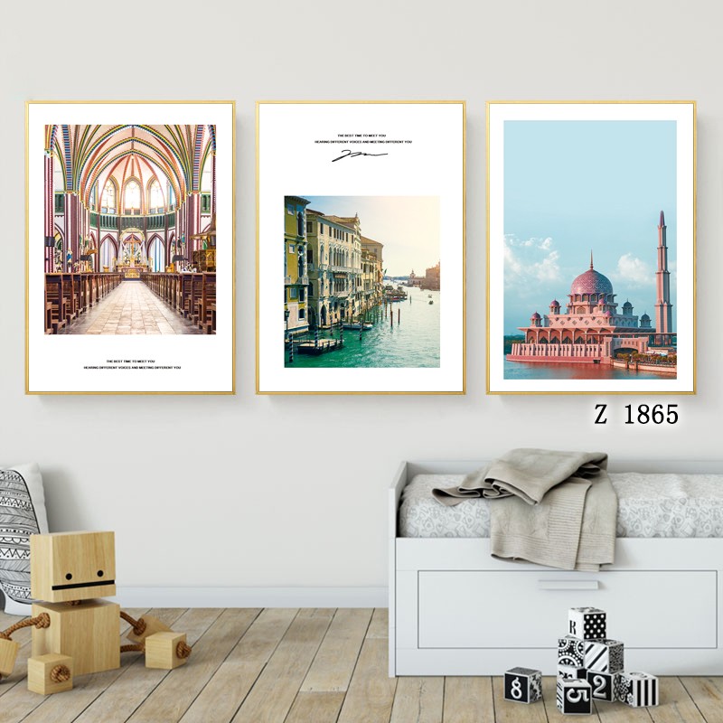 现代清新绿植装饰画沙发背景墙挂画现代简约三联画卧室餐厅墙壁画详情图9