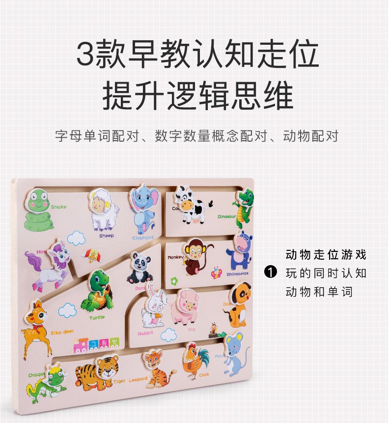 The wooden toy educational letter positioning game is highly entertaining, rich in color, and can cultivate logical thinking ability. It is a parent-child game that exercises hand-eye coordination. It is an early education and enlightenment toy detail image 4