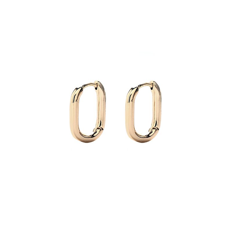 French 14K square simple earrings, the same style as the Instagram-themed personalized ear buckle design for Internet celebrities and stars. It's a fair and slimming ear accessory for women details Picture