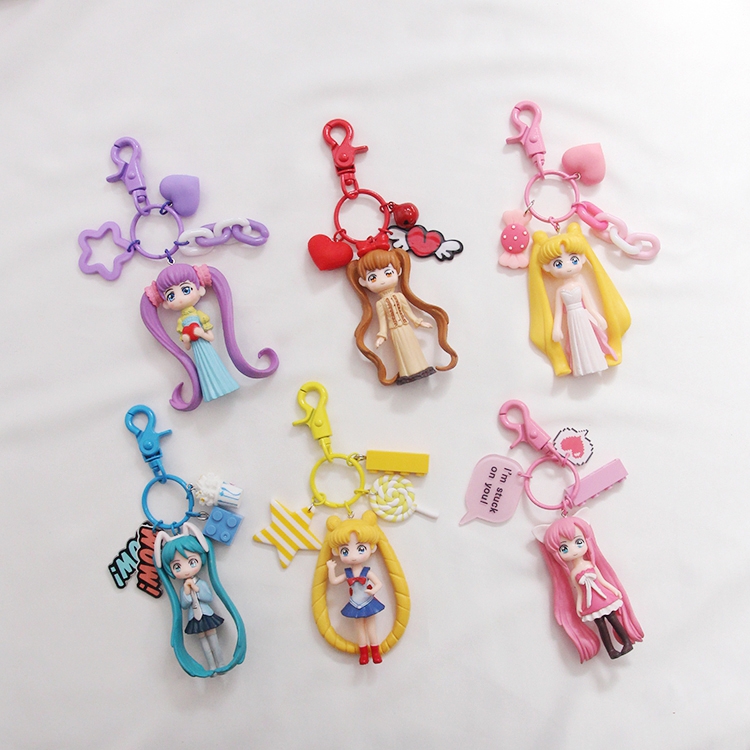 Stereoscopic beauty girl series keychain mix 3
