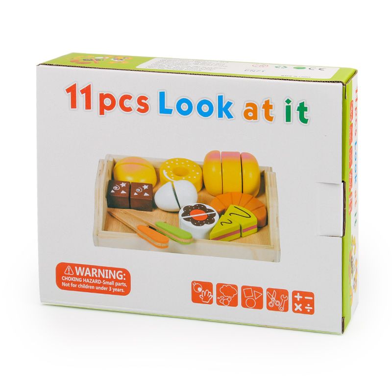 Wooden toys for playing house and bread are highly entertaining and colorful. They can cultivate logical thinking ability. Parent-child games can exercise hand-eye coordination. Early education and enlightenment toys accompany your growth Item Picture