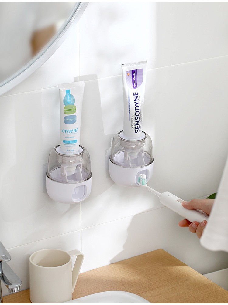 新款牙膏挤压器全自动挤牙膏器家用免打孔壁挂透明儿童牙膏置物架详情图12