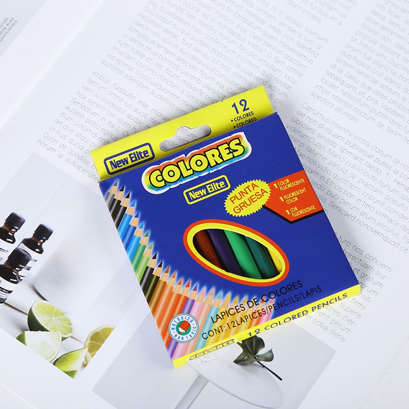12色短盒装彩色绘画铅笔定制可美术课彩笔图书配套学习用品