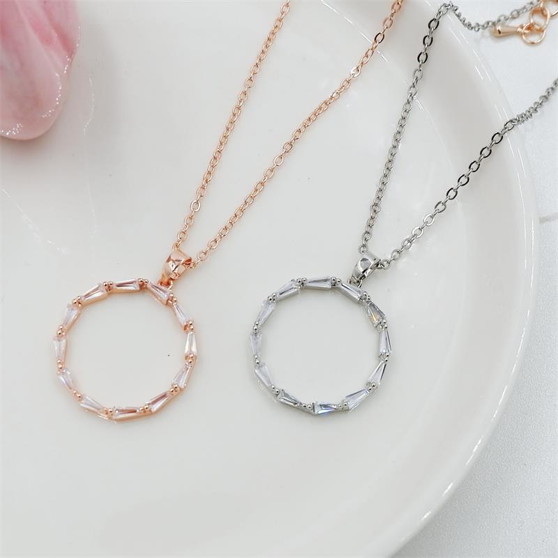 Exquisite Zircon Round Necklace Pendant Specification drawing