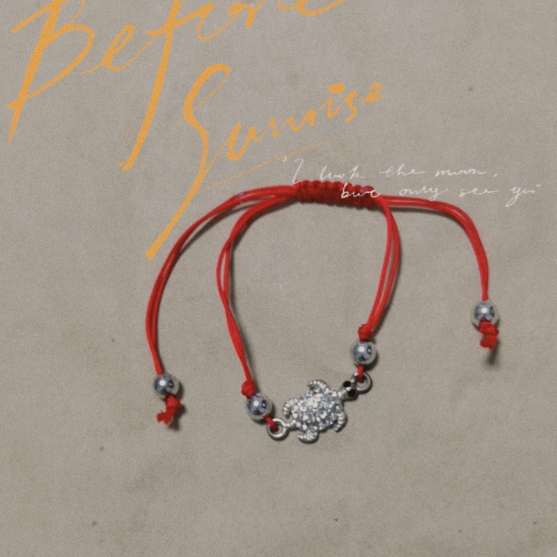 H-012 Hand-woven red rope bracelet simple full diamond hand rope This year men and women happiness small red rope hand bracelet longevity turtle