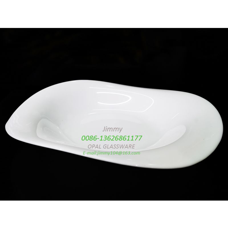 white jade plate, glass plate, green and environmentally friendly plate, 12-inch soup plate, 12' soup plate-white glass plate