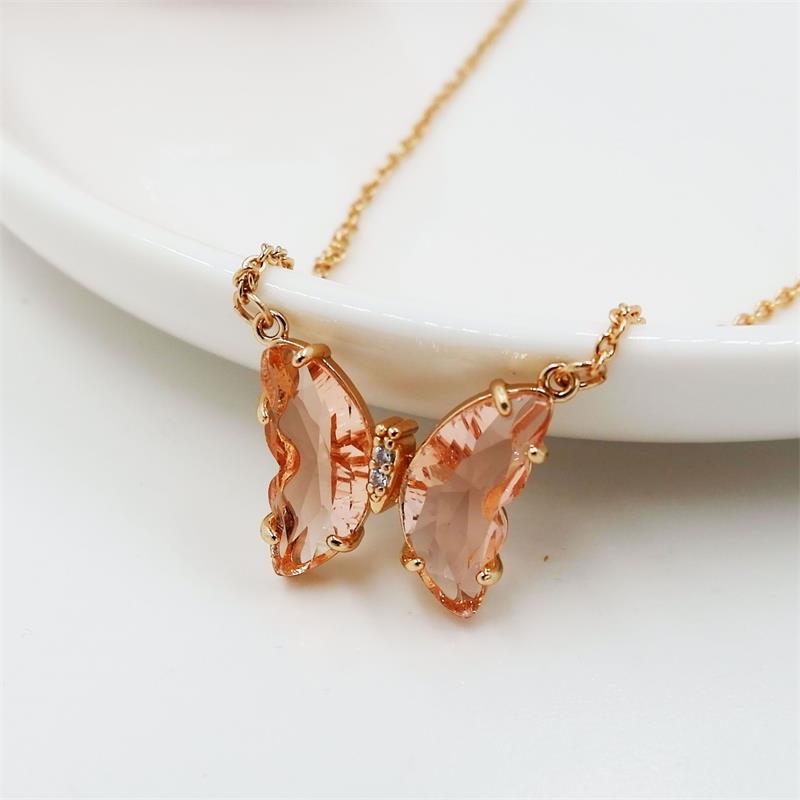 Colorful Butterfly Gold Detailed Necklace Pendant details Picture