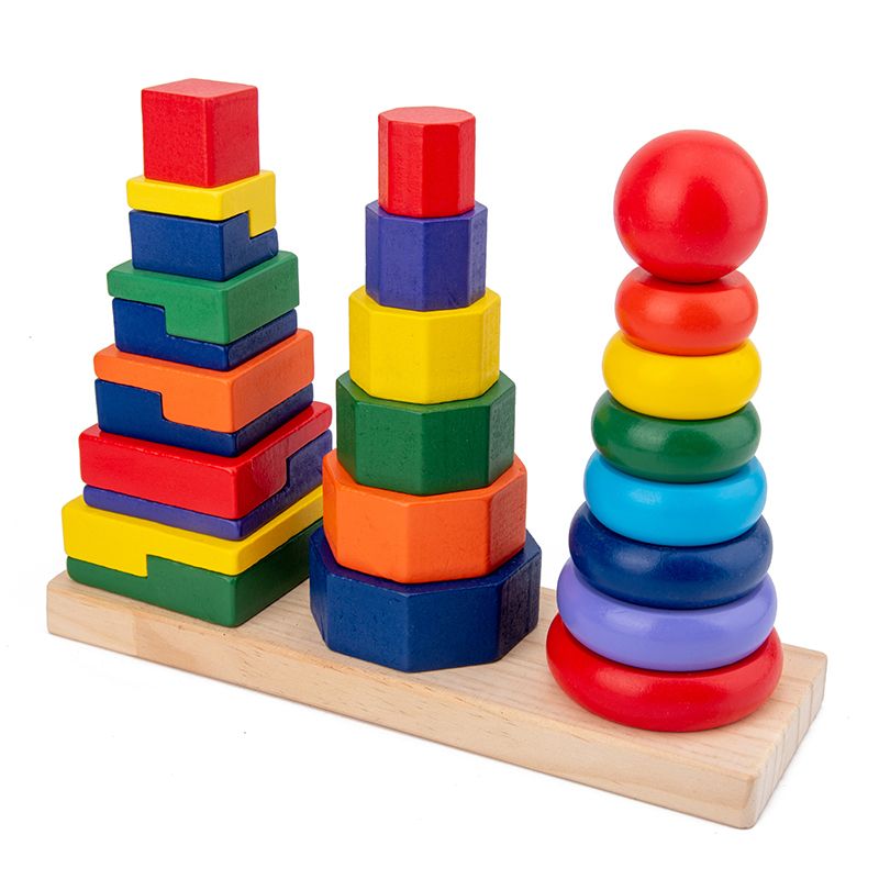 The wooden three-column tower set is highly entertaining, with rich colors. It can cultivate logical thinking ability. Parent-child games can exercise hand-eye coordination and open up unlimited imagination space. Early education enlightenment toys accompany your growth Item Picture