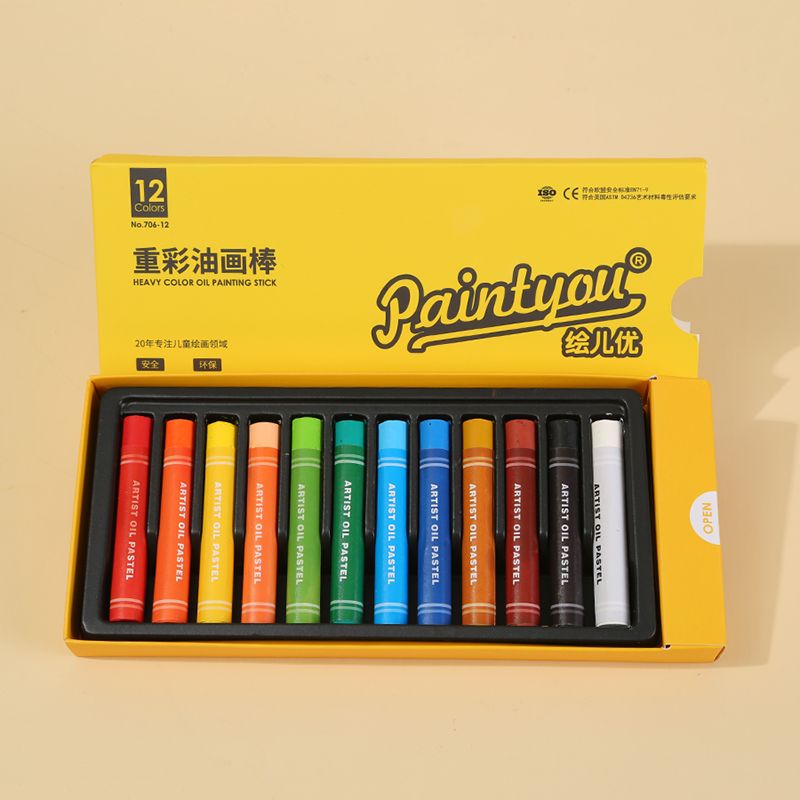 706-12 Oil painting stick Crayon manufacturer washable baby painting oil stick crayon brush coloring pen color coloring pen