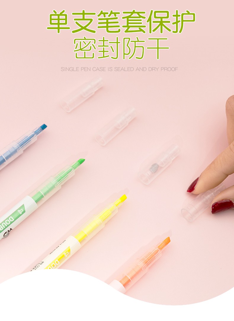  6色6支单头荧光笔学生用彩色笔重点划线标记笔斜头荧光笔详情图5