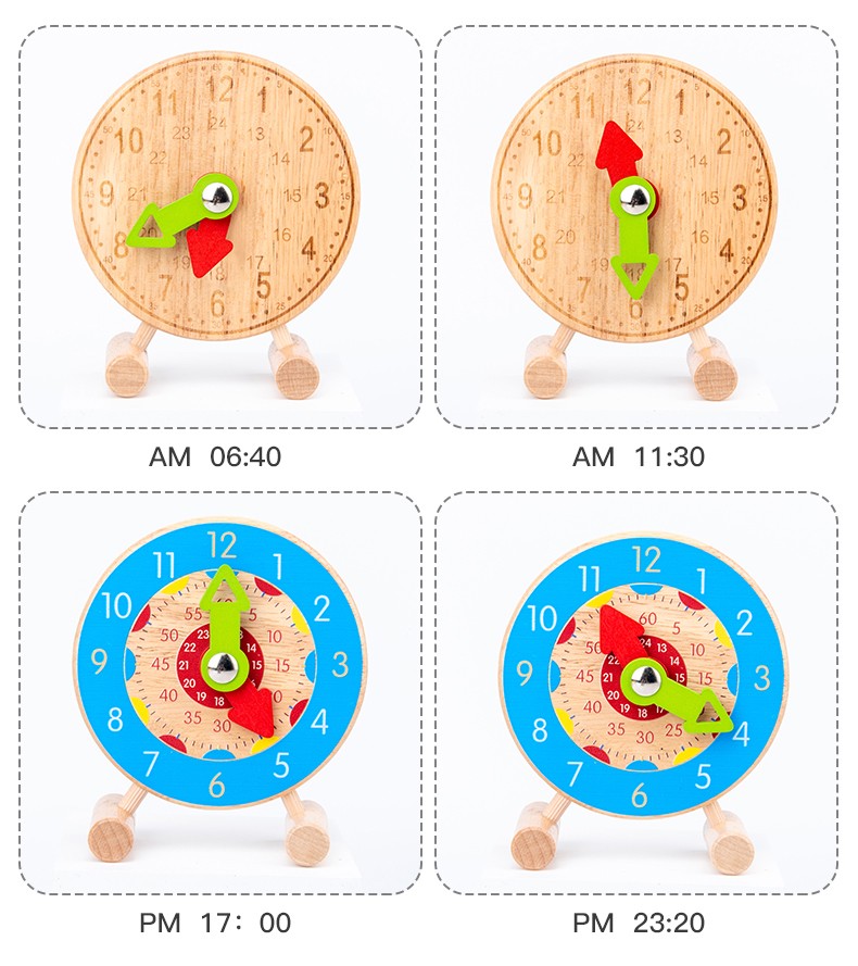 The wooden toy round cognitive hour clock is highly entertaining with rich colors. It helps cultivate logical thinking ability. It is a parent-child game that exercises hand-eye coordination. It is an early education and enlightenment toy that accompanies your growth detail image 7
