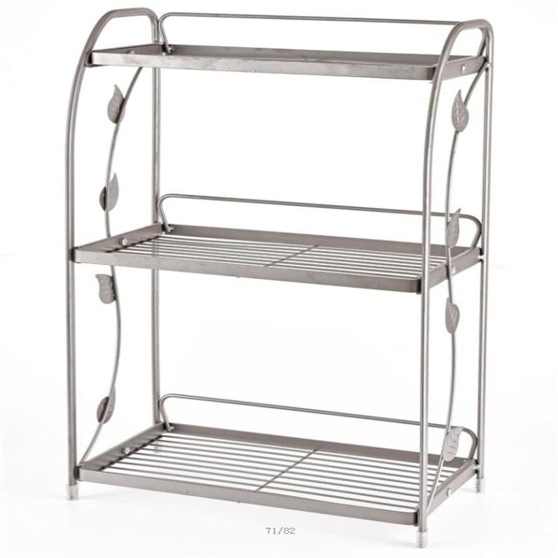 A small three-layer square stand in silver
