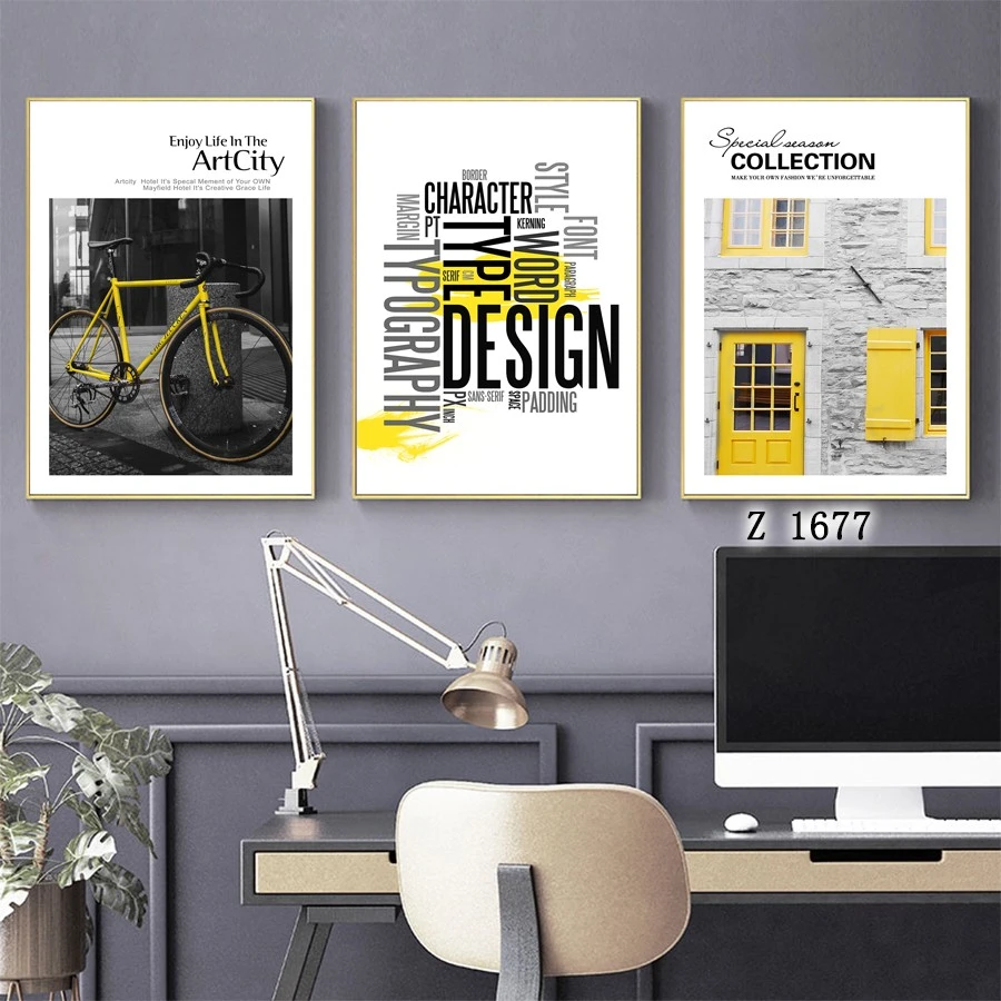 Black and white landscape photography, living room decorative paintings, modern and simple dining room architectural hanging paintings, hotel model room combination murals detail image 8