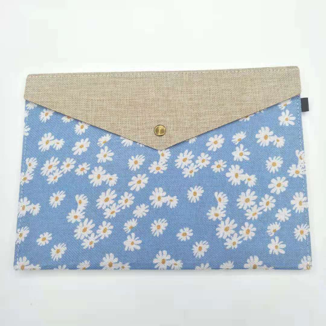 Buhechu Small Daisy Color Linen A4/A5/Fc Magnetic Buckle Document Storage Bag Office Supplies Factory Direct Sales Welcome To Customize Specification drawing