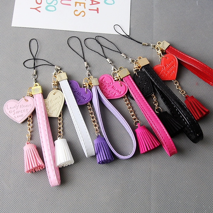 Leather three piece set keychain plus string plus bell series mix 1