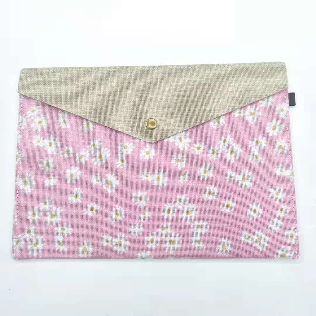 Buhechu Small Daisy Color Linen A4/A5/Fc Magnetic Buckle Document Storage Bag Office Supplies Factory Direct Sales Welcome To Customize Application Scenario