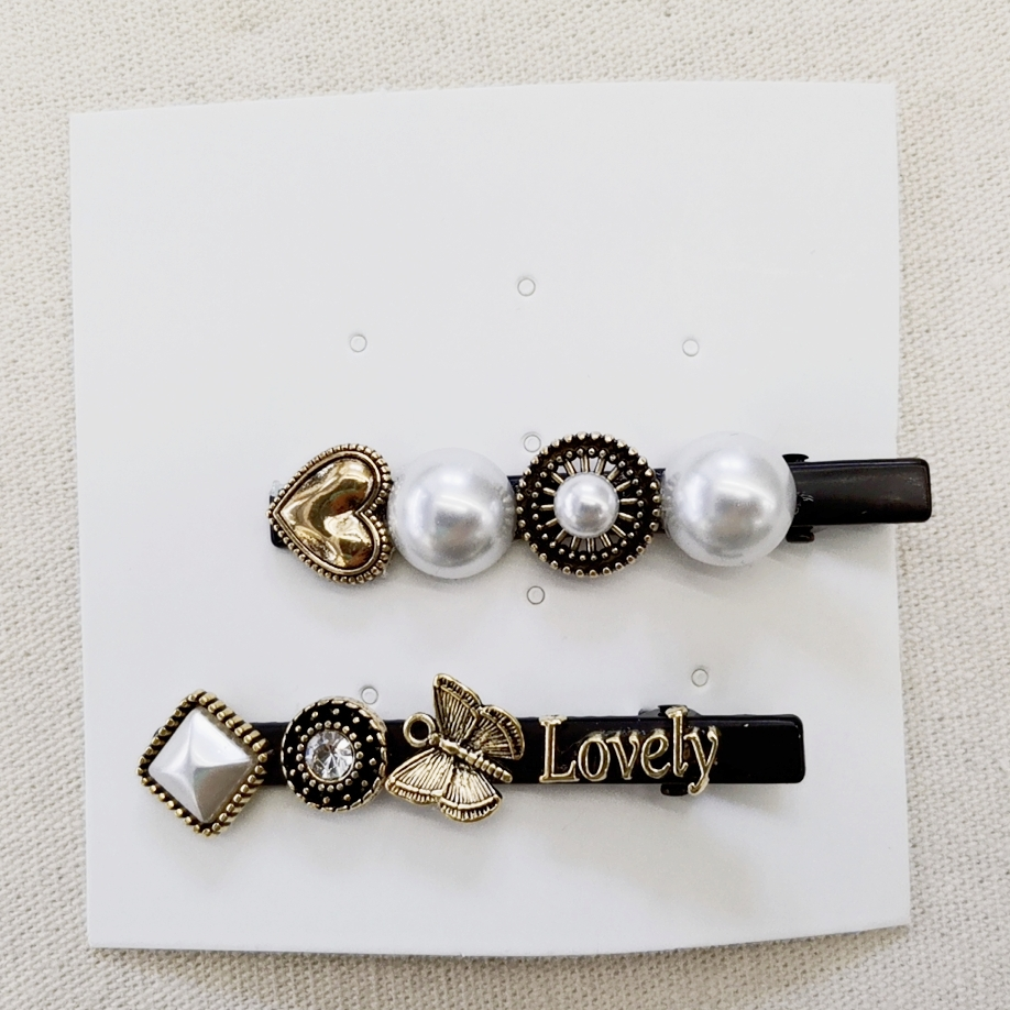 韩国复古蝴蝶发夹INS一字夹网红边夹刘海夹子后脑勺头饰