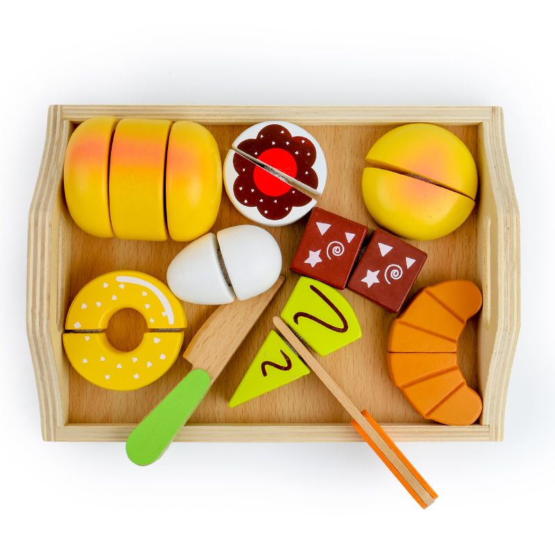 Wooden toys for playing house and bread are highly entertaining and colorful. They can cultivate logical thinking ability. Parent-child games can exercise hand-eye coordination. Early education and enlightenment toys accompany your growth Specification image