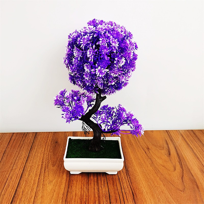 仿真盆栽球形茶花小树塑料盆景假花绿植花卉办公桌面家居装饰摆件详情图2
