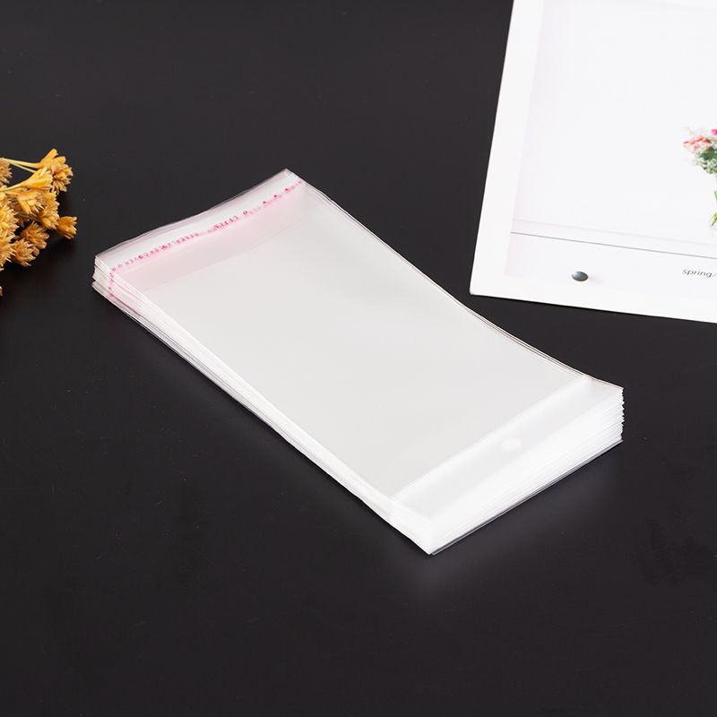 OPP挂孔自粘袋 饰品包装袋 耳环耳钉卡袋子 5X30透明塑料袋100个