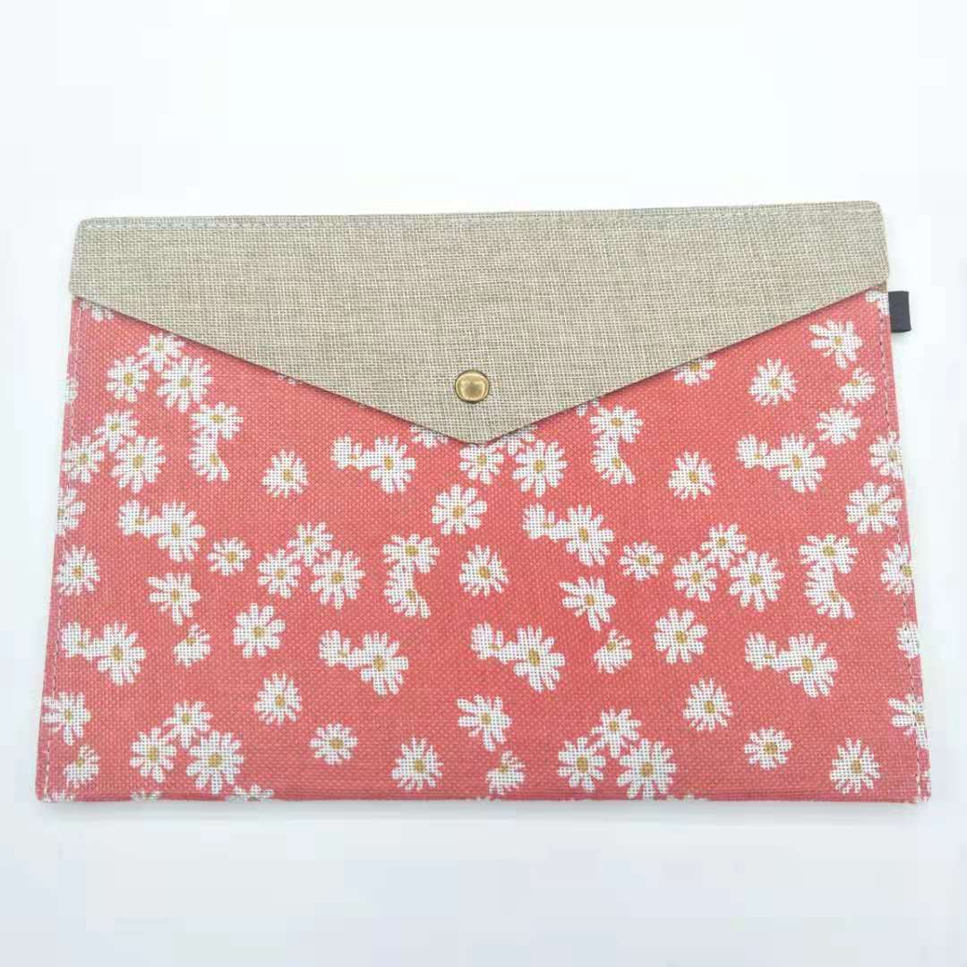 Buhechu Small Daisy Color Linen A4/A5/Fc Magnetic Buckle Document Storage Bag Office Supplies Factory Direct Sales Welcome To Customize Item Picture