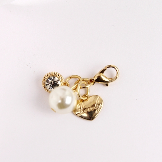 Alloy plus pearl keychain three piece set series mixed