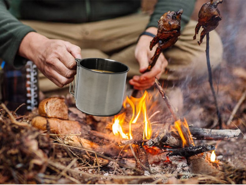夏诺多吉户外口杯不锈钢四件套 套装野营酒杯4件套水杯详情图3