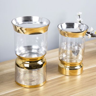 Gold plated glass vase table hydroponic Nordic modern simple style home soft decoration pieces thumbnail