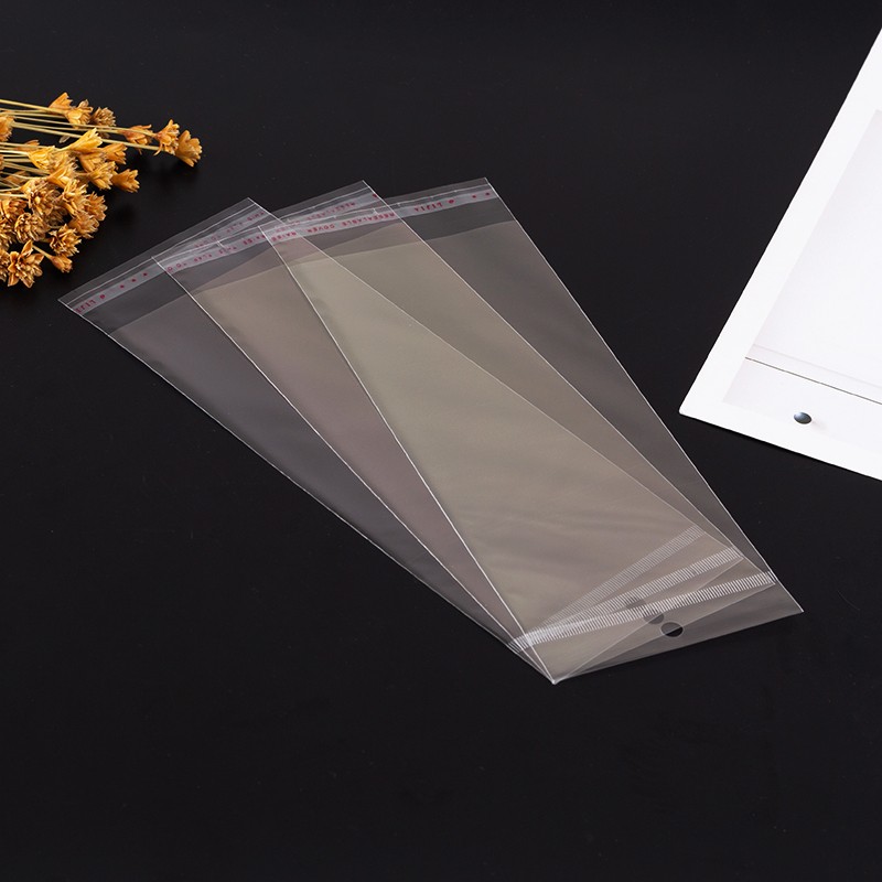 OPP挂孔自粘袋 饰品包装袋 耳环耳钉卡袋子 6x23透明塑料袋100个详情图1