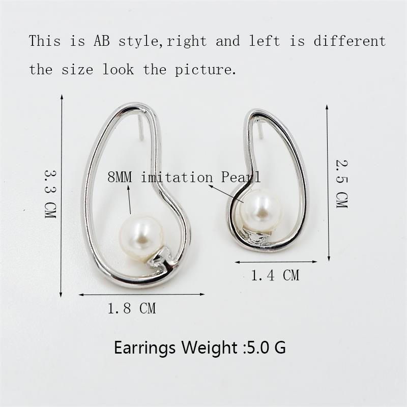 Temperament Metal Imitation Pearl Earrings Ab Gold Silver Earrings Specification drawing