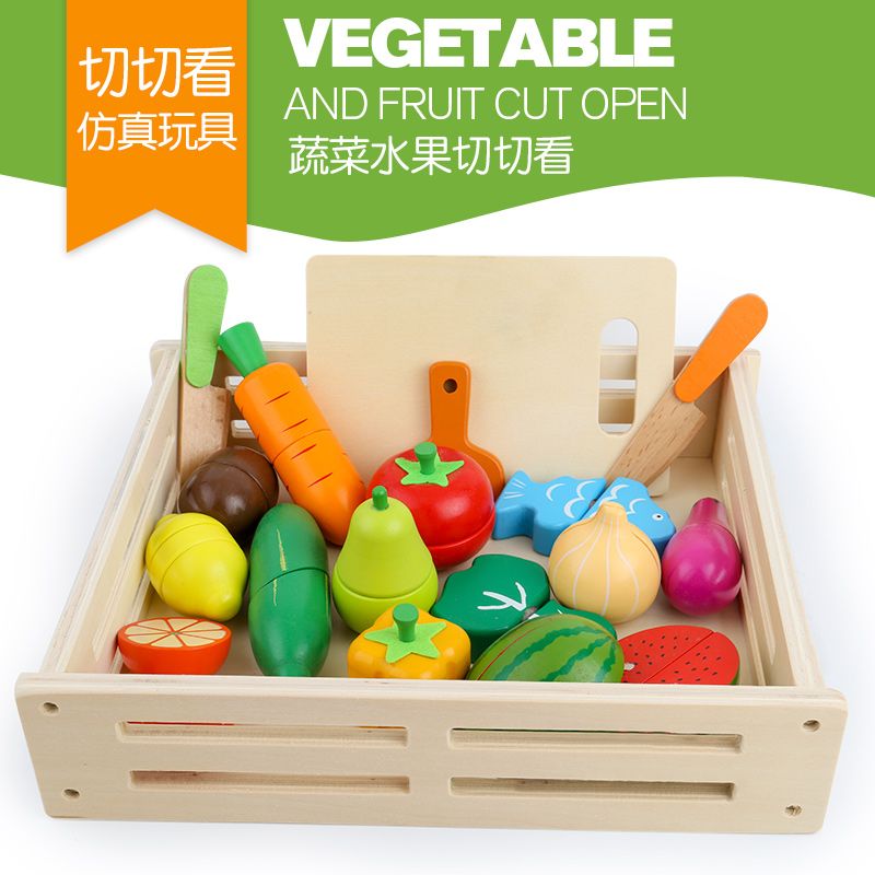 17 pieces of wooden house play, fruits to look at, highly interesting, rich in color, logical thinking ability, parent-child game, hand-eye coordination, early education enlightenment toys to accompany your growth