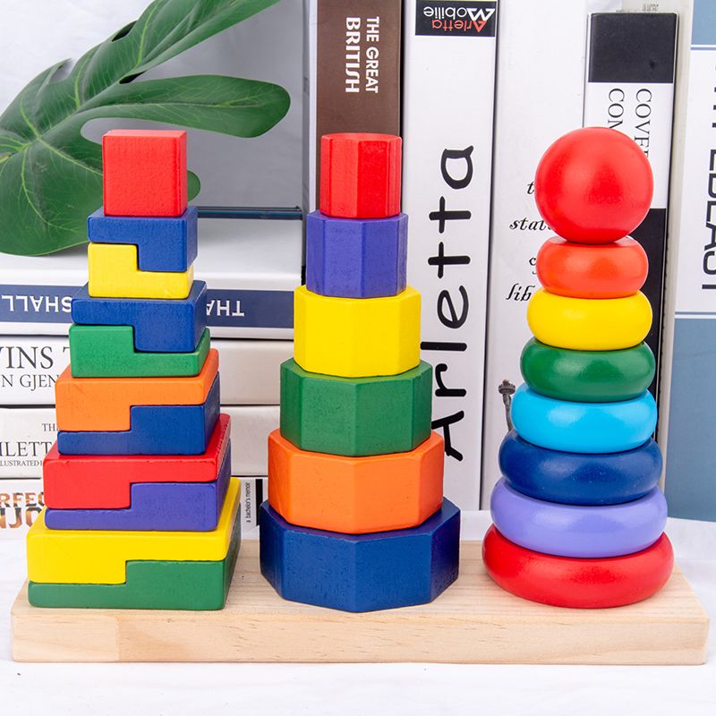 The wooden three-column tower set is highly entertaining, with rich colors. It can cultivate logical thinking ability. Parent-child games can exercise hand-eye coordination and open up unlimited imagination space. Early education enlightenment toys accompany your growth