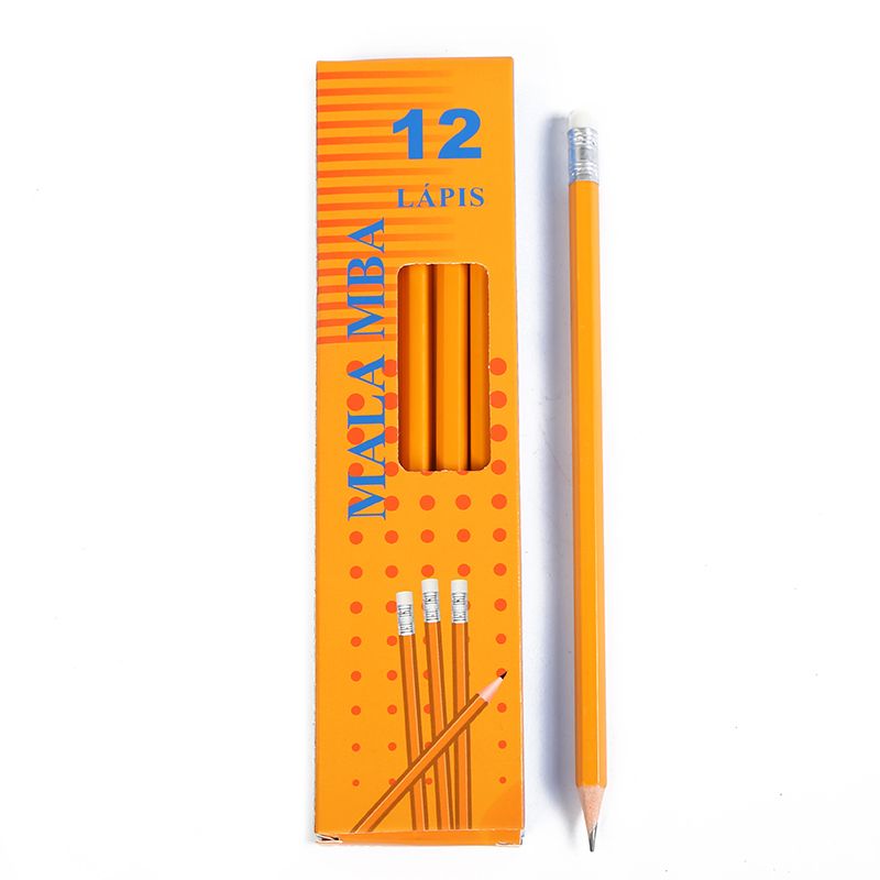 655无木铅笔套装 不易断六角HB带橡皮头彩笔纸盒装彩 绘铅笔定制