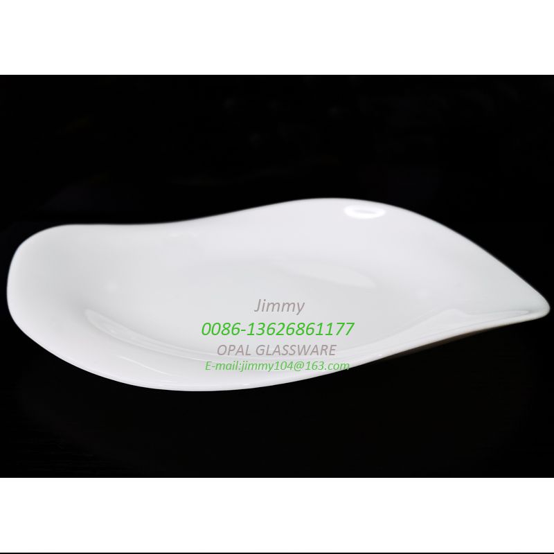 White Jade Glass Plate Large Plate Green Tableware 12 