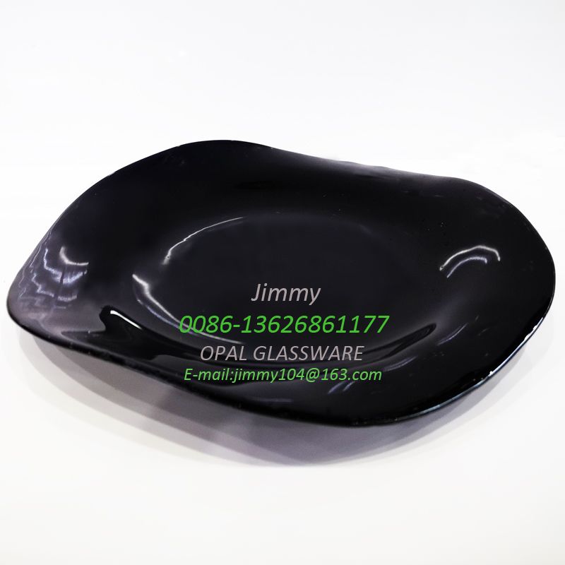 Yiwu Good Goods black plate, Large Glass plate, eco-friendly Dinner plate, 12-inch flat plate, 12' flat plate-black plate