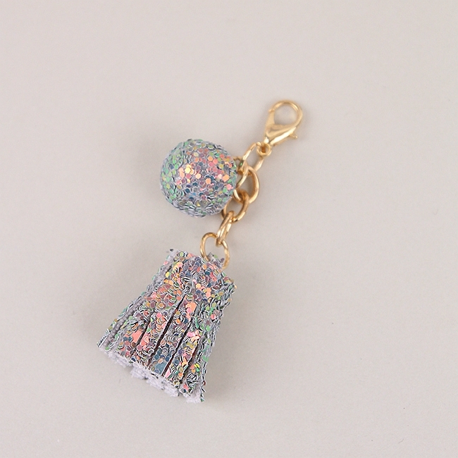 Sequin beads plus fleece three-piece keychain series mix 2