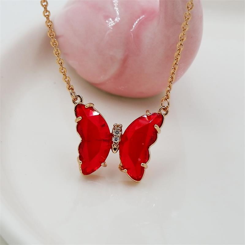 Colorful Butterfly Gold Detailed Necklace Pendant undefined